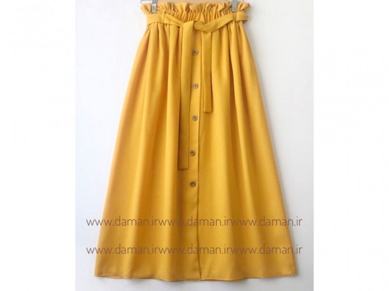 دامن جلو دکمه زرد قد 90