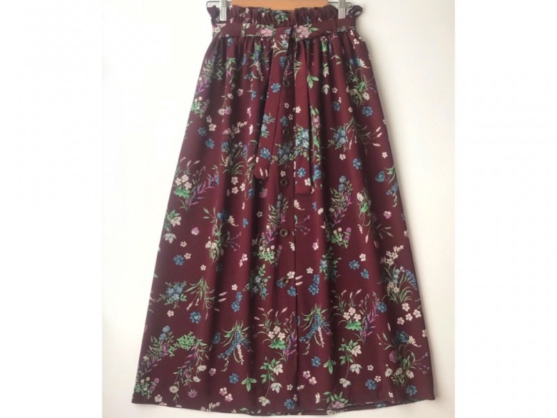 دامن دکمه دار گلدار  قد 90  کد (554)
