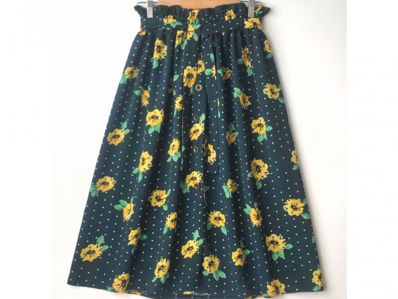 دامن دکمه دار گلدار  قد 75  کد (553)