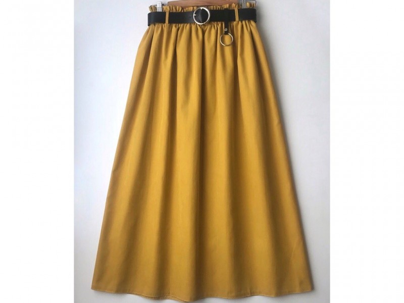 دامن میکرو خردلی با کمربند قد 90