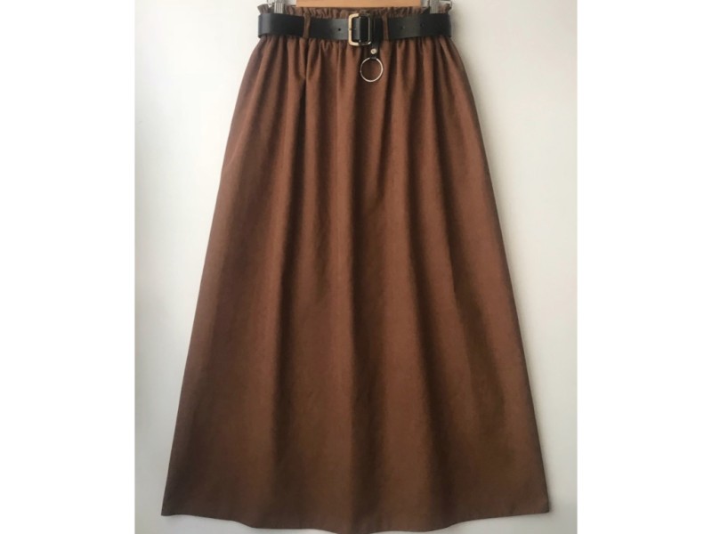 دامن میکرو  قهوه ای با کمربند قد 90