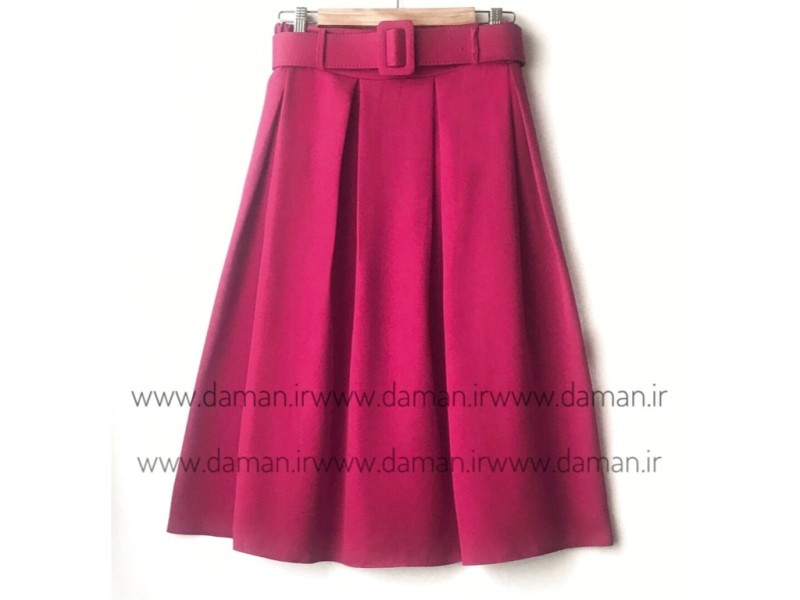 دامن پیلی با کمربند سرخابی قد 70