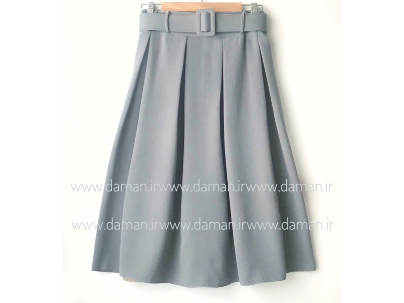 دامن پیلی با کمربند طوسی روشن  قد 70 كد (m)