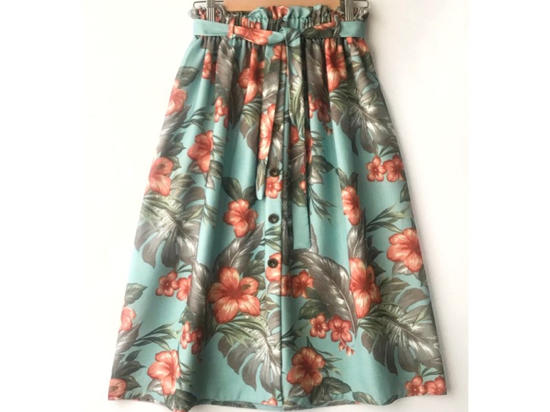 دامن دکمه دار گلدار  قد 75  کد (655)