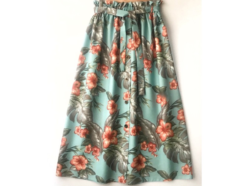 دامن دکمه دار گلدار  قد 90  کد (655)