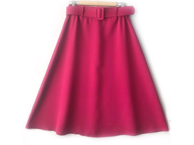 دامن  کلوش با  کمربند سرخابی  قد 75