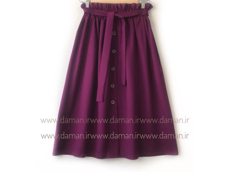 دامن جلو دکمه ارغوانی قد 75