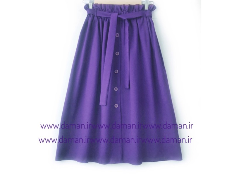 دامن جلو دکمه بنفش  قد 75