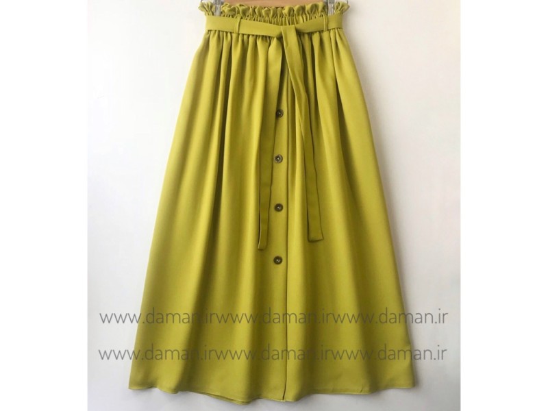 دامن جلو دکمه  مغز پسته ای  قد 90