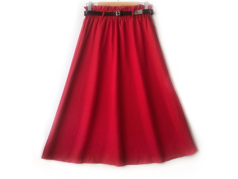 دامن  کلوش قرمز کد A با کمربند قد 75