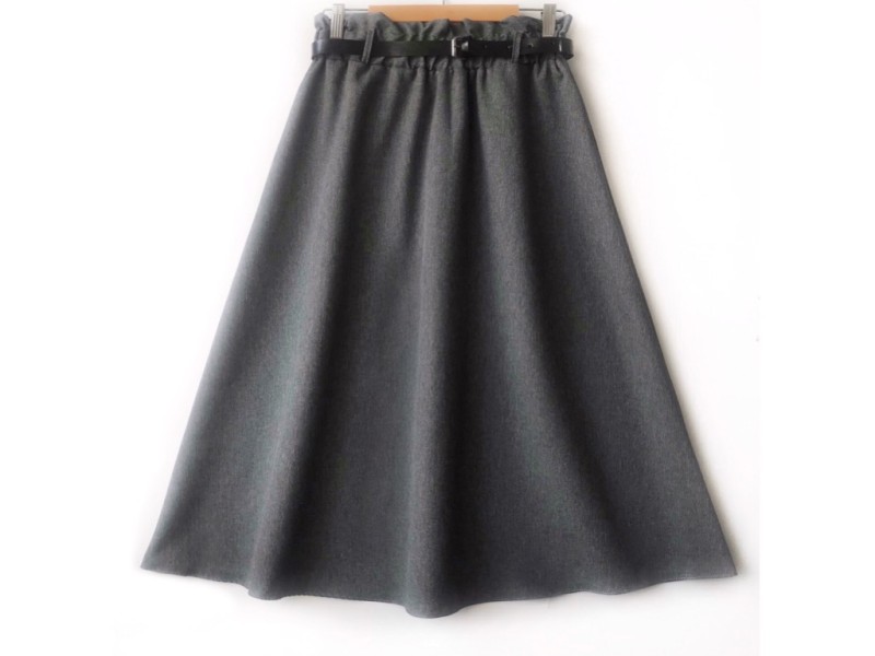 دامن  کلوش طوسی کد A با کمربند قد 75