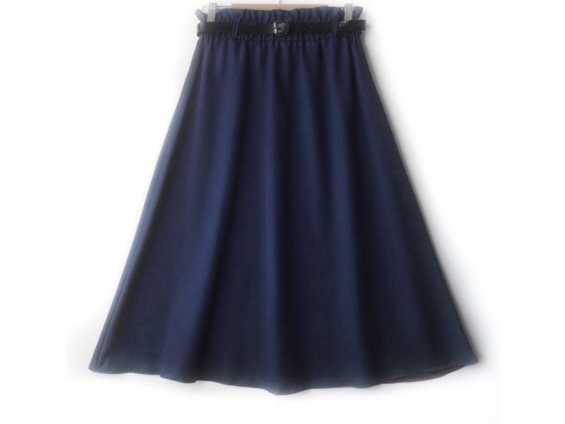 دامن  کلوش سرمه ای کد A با کمربند قد 75