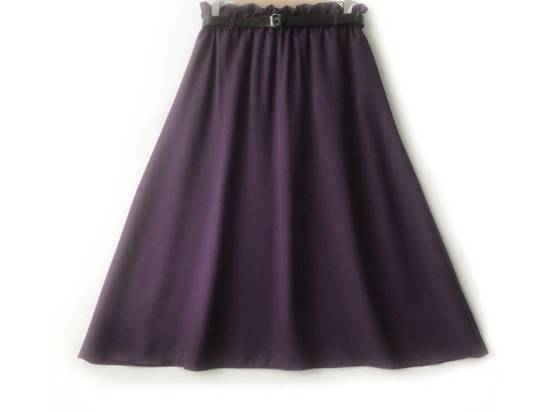 دامن  بادمجانی کد A  فون با کمربند قد 75