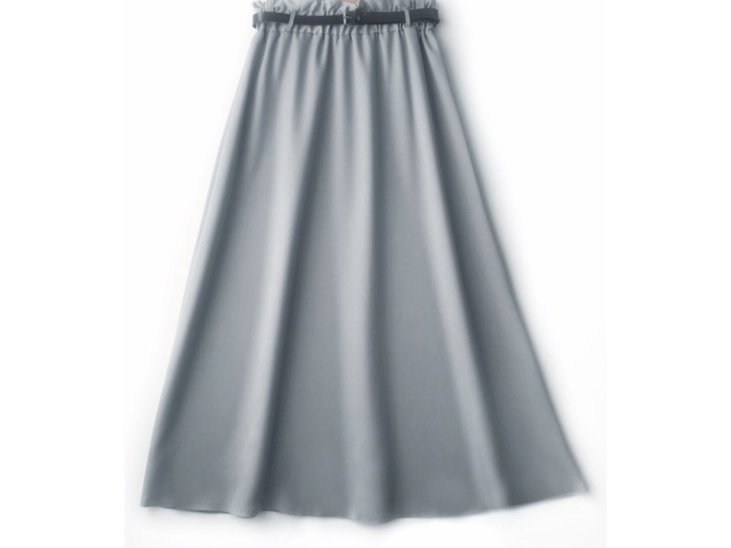 دامن  کلوش طوسی روشن کد A با کمربند قد 90