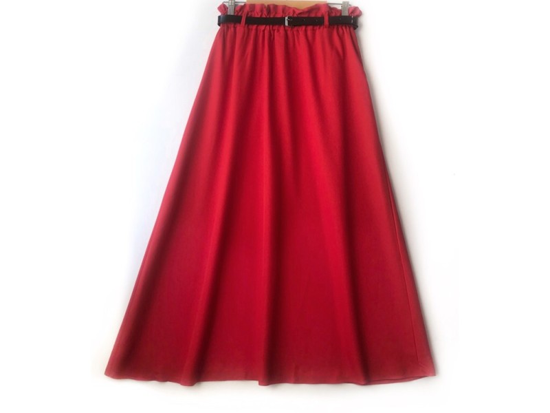 دامن  کلوش قرمز کد A با کمربند قد 90