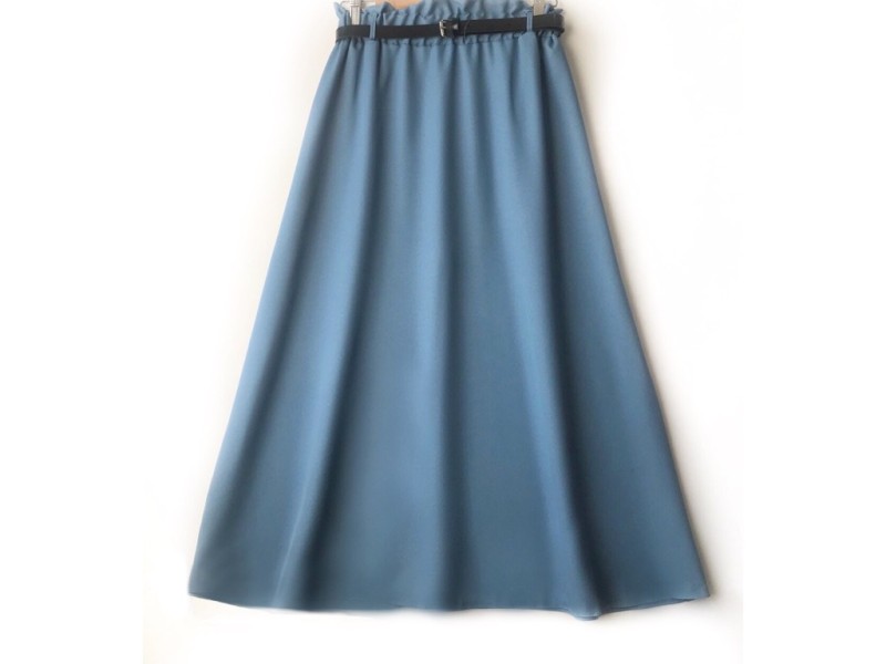 دامن  کلوش آبی کد A با کمربند قد 90