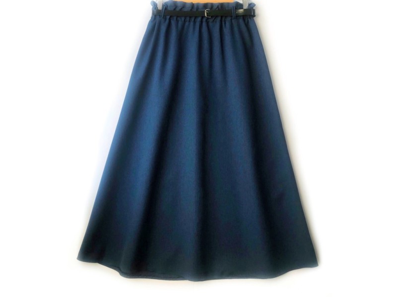 دامن   سرمه ای روشن کد A فون با کمربند قد 90