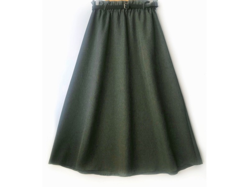 دامن  کلوش سبز تیره کد A با کمربند قد 90