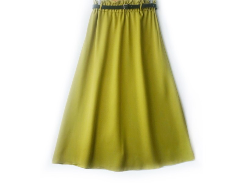 دامن  مغز پسته ای کد A فون با کمربند قد 90