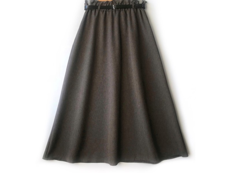 دامن  قهوه ای تیره کد A   فون با کمربند قد 90