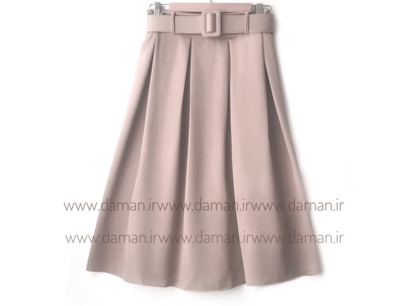 دامن پیلی با کمربند کرم  قد 70 كد (m)