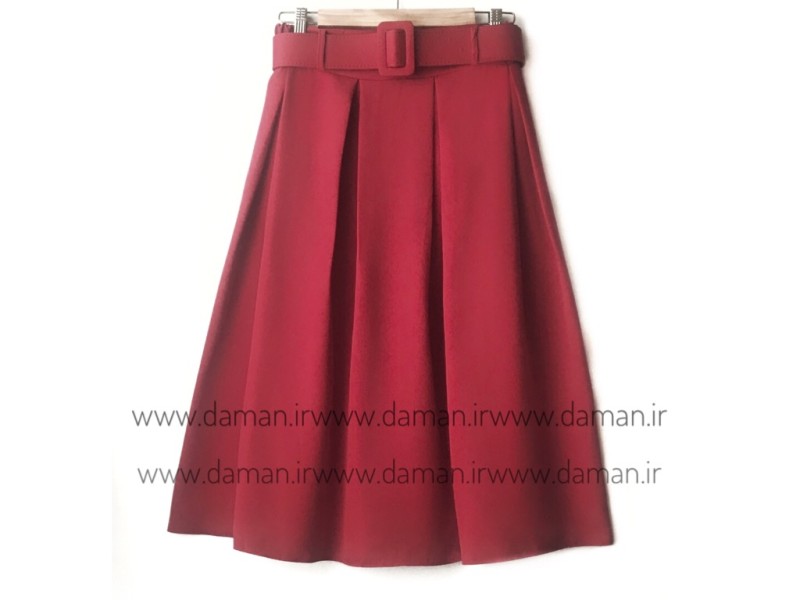 دامن پیلی با کمربند  اناري 70 كد (m)