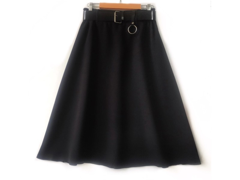 دامن  فون با  کمربند چرم مشکی  قد 75  كد (m)