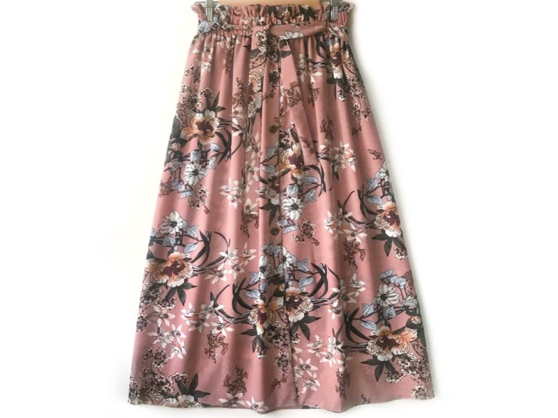 دامن دکمه دار گلدار  قد 90  کد (666)