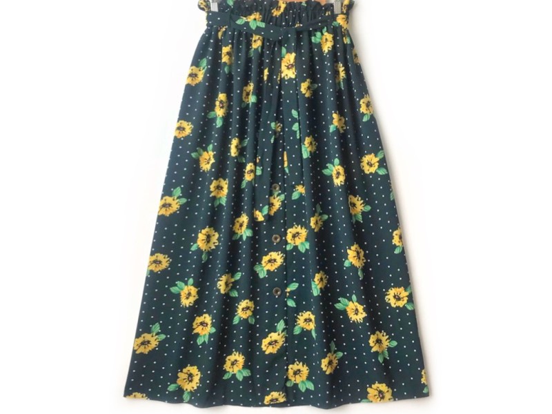 دامن دکمه دار گلدار  قد 90  کد (553)