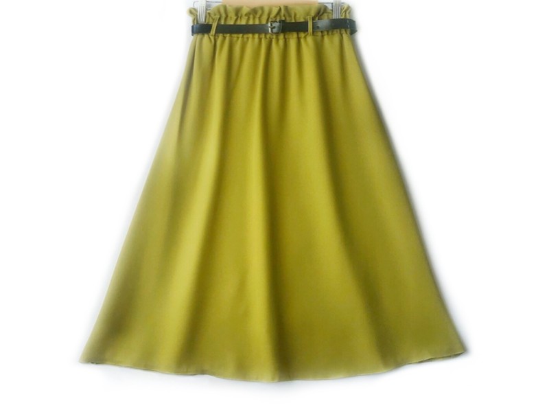 دامن  مغز پسته ای  فون کد A با کمربند قد 75