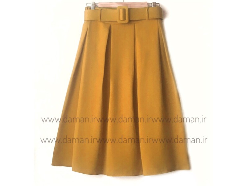 دامن پیلی با کمربند خردلی قد 70