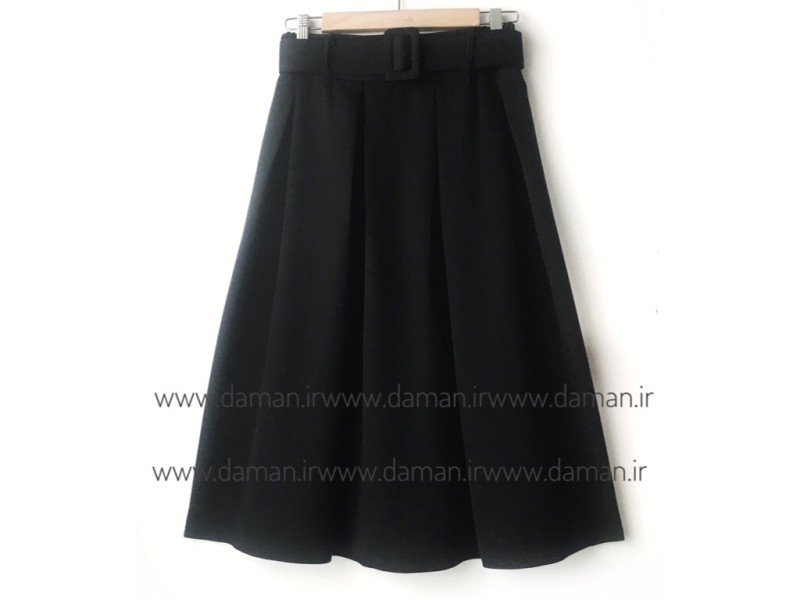 دامن پیلی با کمربند مشکی قد 70