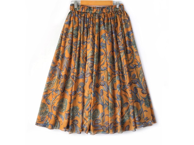 دامن حریر گلدار  قد 75  کد (1049)