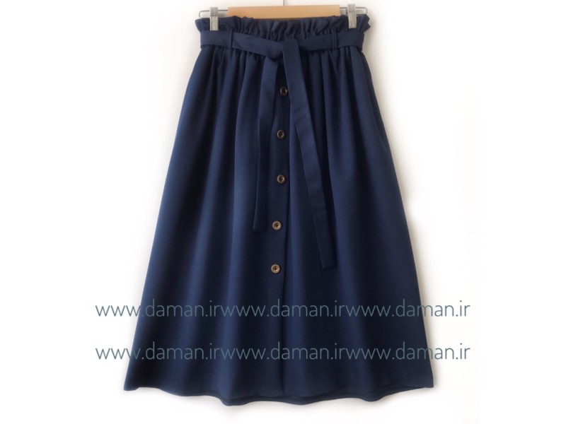 دامن جلو دکمه سرمه ای قد 75