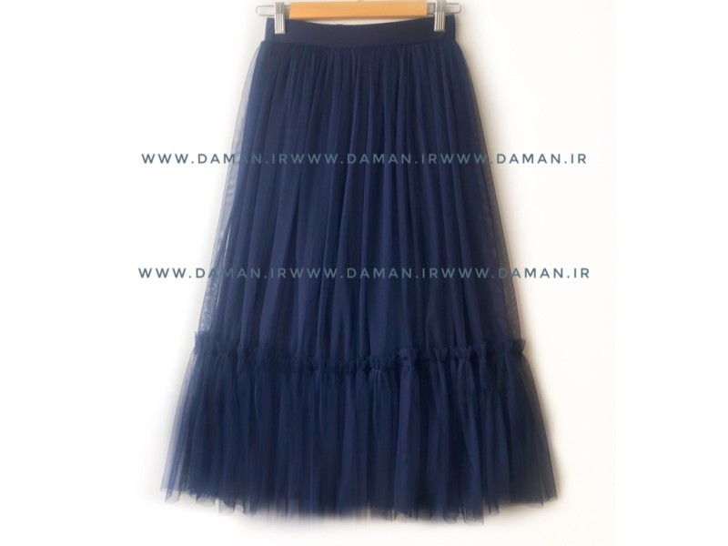 دامن پله دار سرمه ای کوتاه  ( قد 75 )