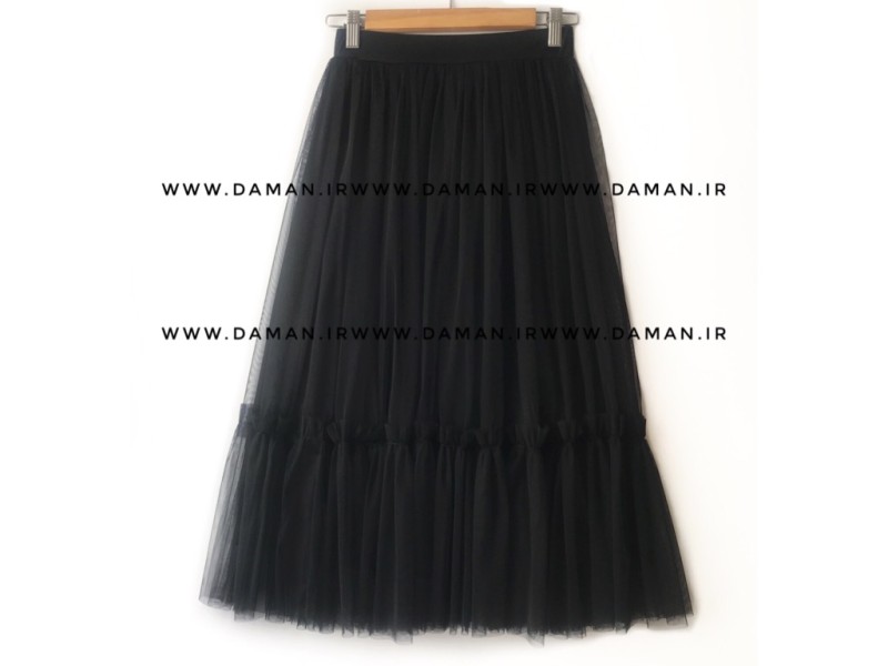 دامن پله دار مشکی کوتاه  ( قد 75 )