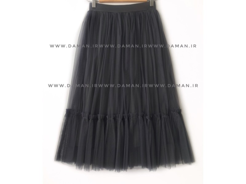 دامن پله دار طوسی تیره کوتاه  ( قد 75 )