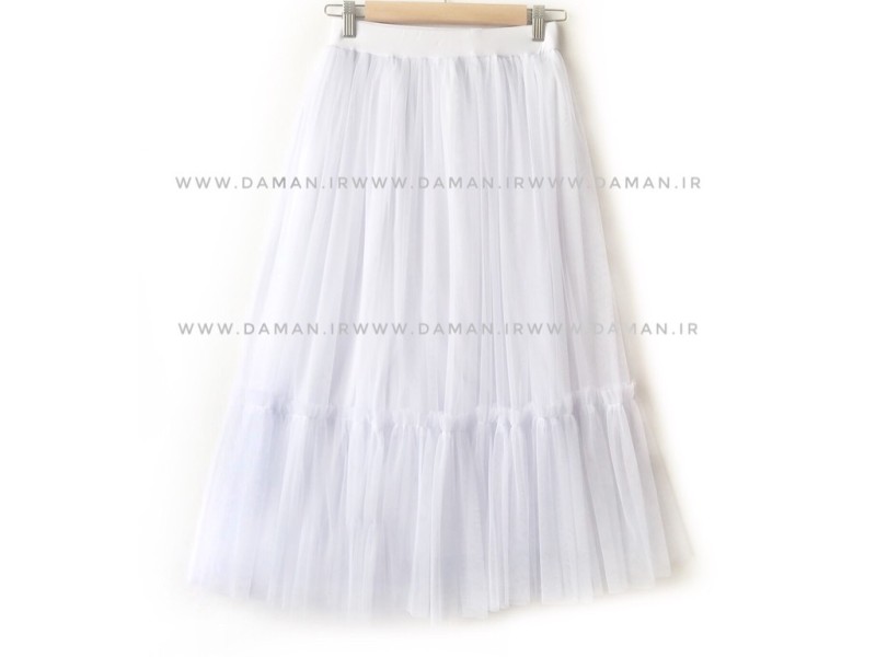 دامن پله دار سفید کوتاه  ( قد 75 )