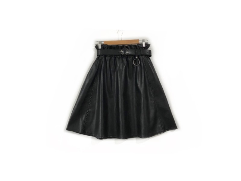 دامن  چرم  مشكي  قد  50 با کمربند