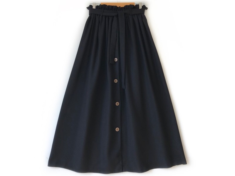 دامن جلو دکمه مشكي  شانتون  قد 90