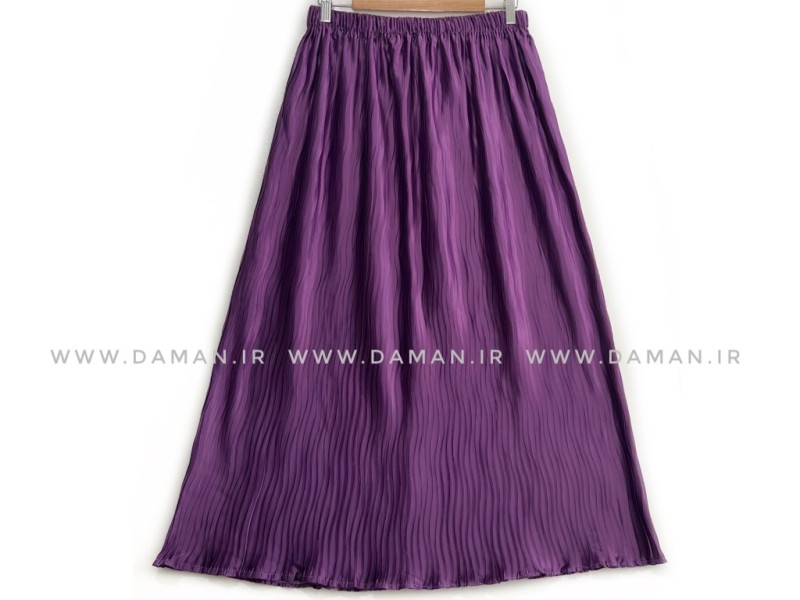 دامن پلیسه ساتن بنفش قد 90