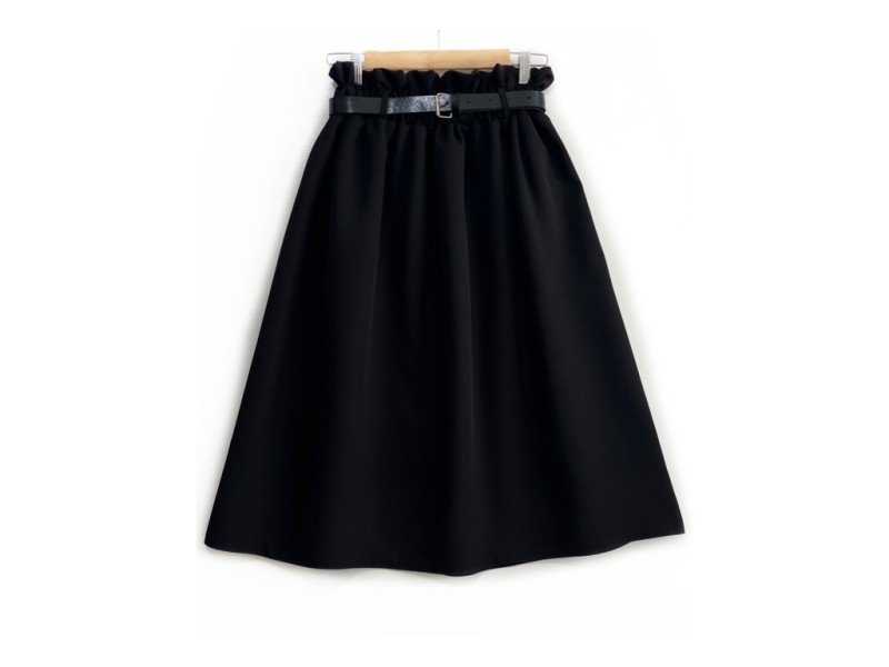 دامن قد ۷۰  مشکی  با كمربند