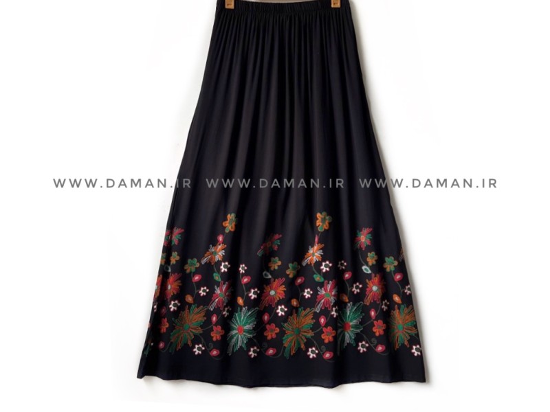 دامن نخي  طرح دار  قد 95  مشكي