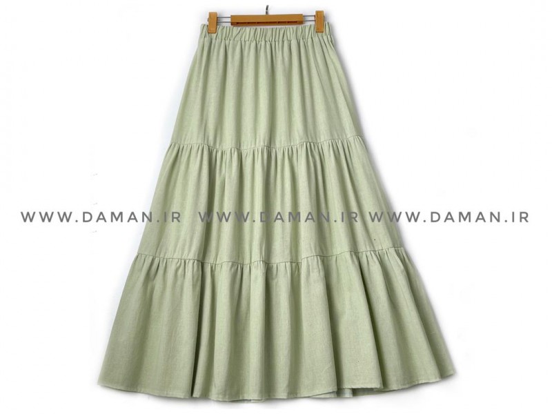 دامن  سبز روشن  لينن  قد 95  کد (500)