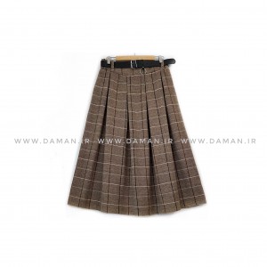 دامن پشمی با کمربند قد 80  کد (3073)