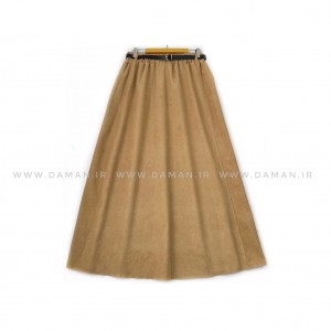 دامن مخمل کبریتی نخودی   قد 90  با کمربند کد ( 111 )