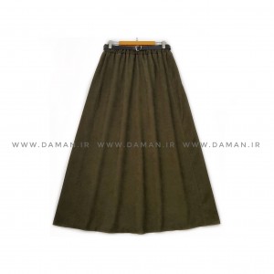 دامن مخمل کبریتی زیتونی   قد 90  با کمربند کد ( 111 )