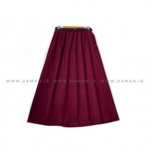 دامن مخمل کبریتی  زرشکی   قد 80  با کمربند کد ( 111 )