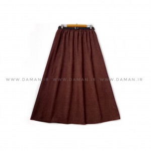 دامن مخمل کبریتی قهوه ای   قد 80  با کمربند کد ( 111 )