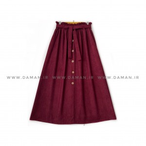 دامن جلو دکمه  زرشکی  قد 90  كد (333)